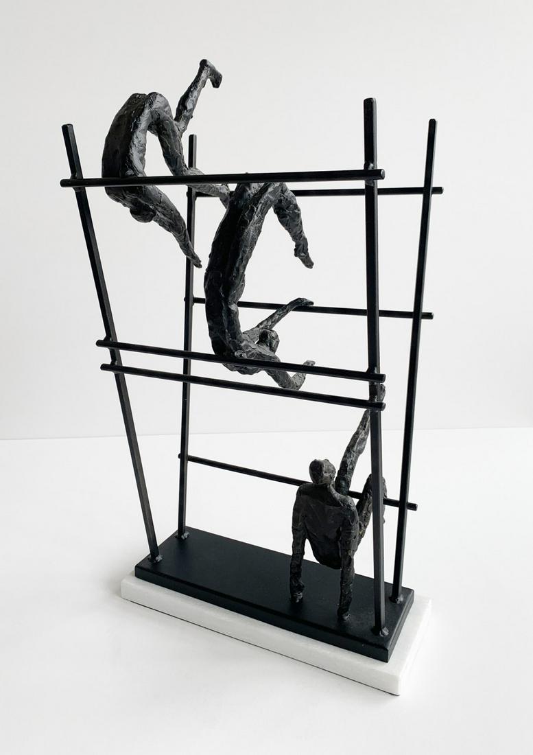 Global Views ‘Vortex Sculpture’ Brass Sculpture – 12x22x9.5: Artist: Global Views Title: Vortex Sculpture Medium: Natural and Oxidized Brass Metal Sculpture with Marble Base Sculpture Size: 12” W x 22” H x 9.5” L Weight: 17 lbs. © 2023 Ar