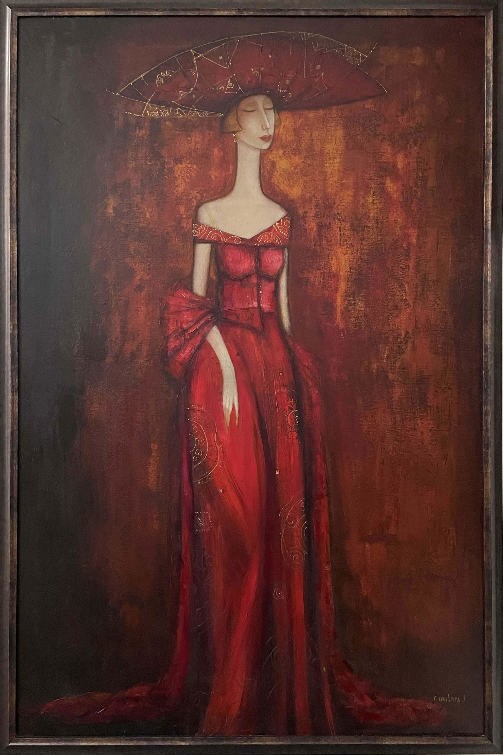 Ludmila Curilova ‘Lady in Red’ Original Signed Painting – 32x50 (1 of 6)