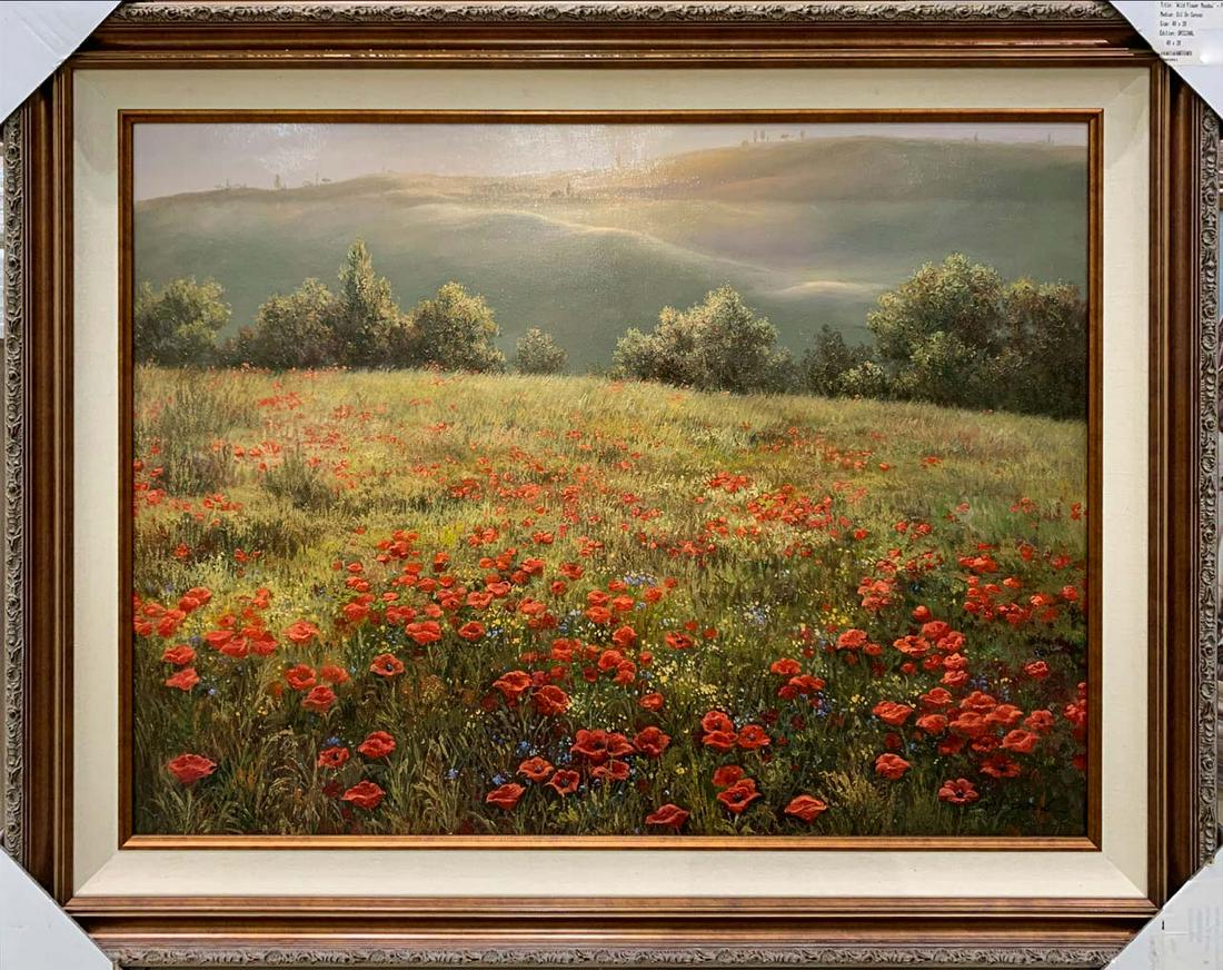 M.S. Park ‘Wild Flower Meadow’ Large Original Signed Painting – 49x39 (1 of 6)