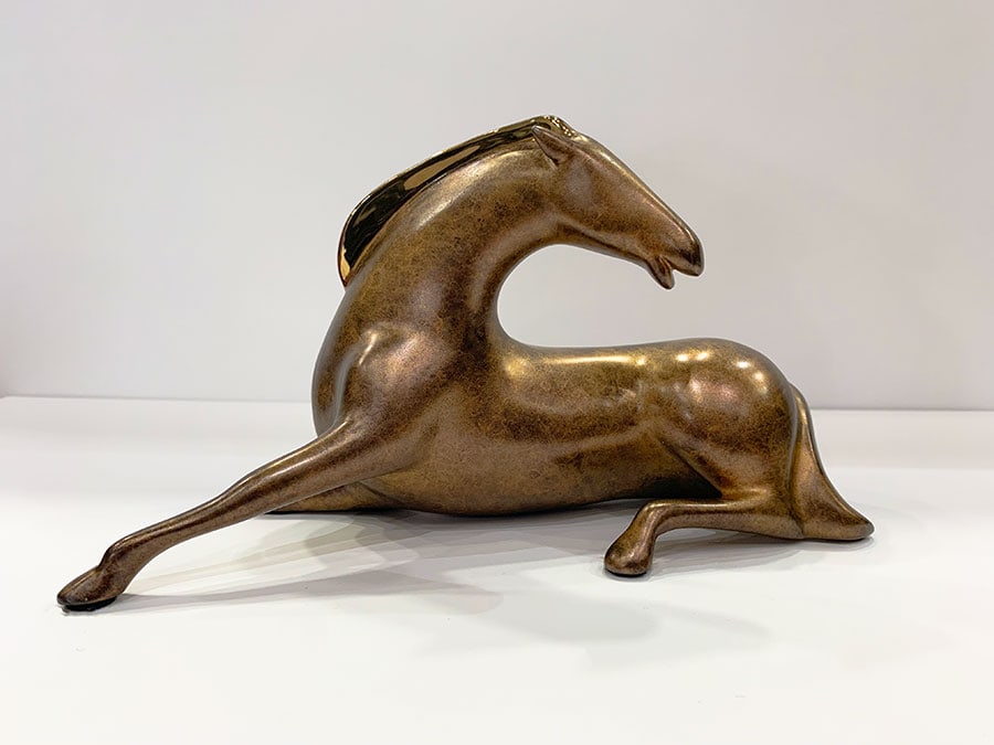 Loet Vanderveen 'Horse, Reclining' - Bronze limited edition Sculpture with Patina Finish - 8x4 (1 of 5)