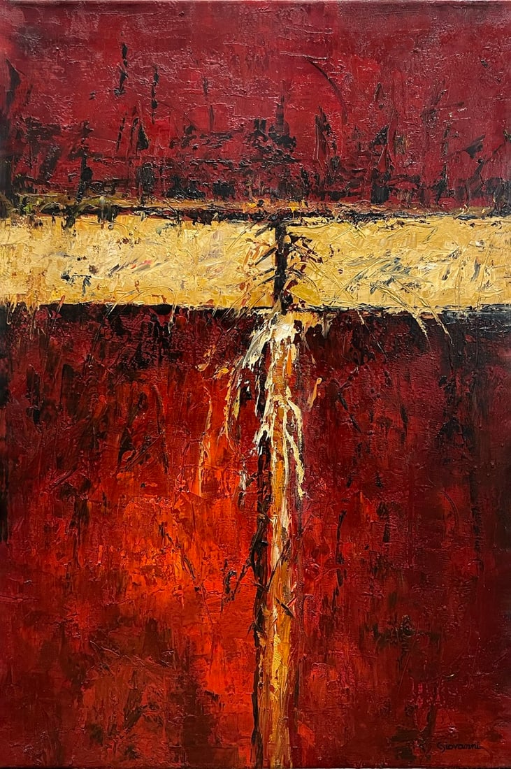 Giovanni Red Tranquility Original Signed Painting - 24x36 (1 of 4)