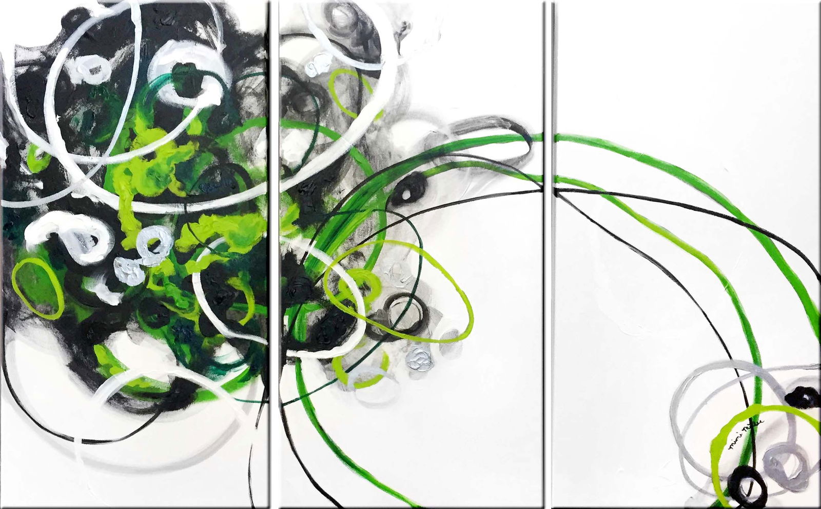 Mimi Miller 'Paradox' Original Acrylic Tryptich on Canvas - 54x36 (1 of 7)