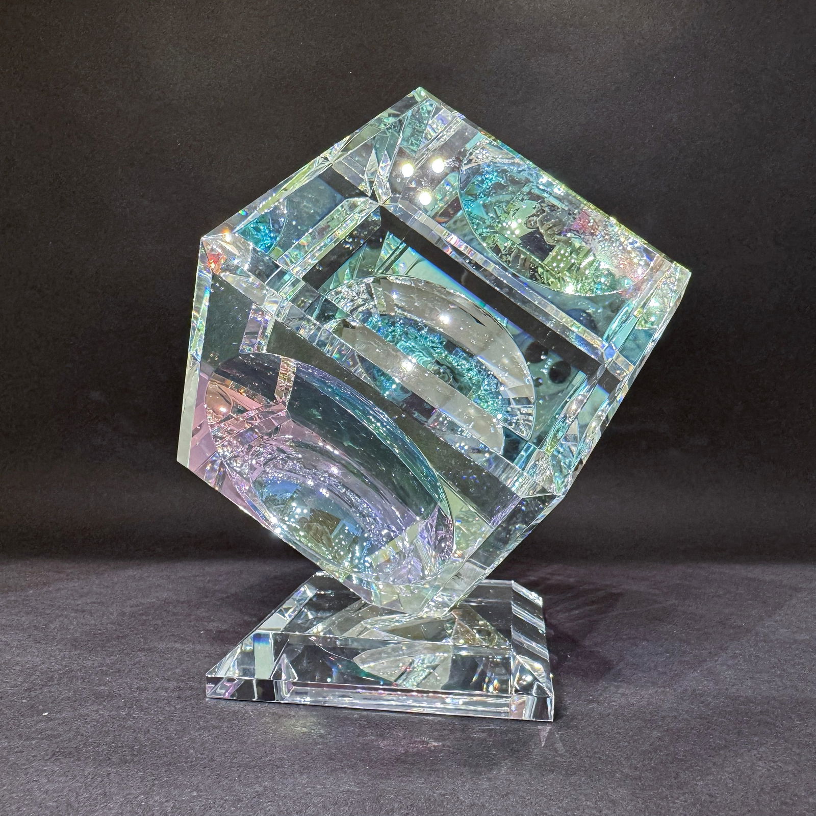 Harold Lustig Small Single Crystal Cube Sculpture – 3.5x3.5x3.5 (1 of 3)