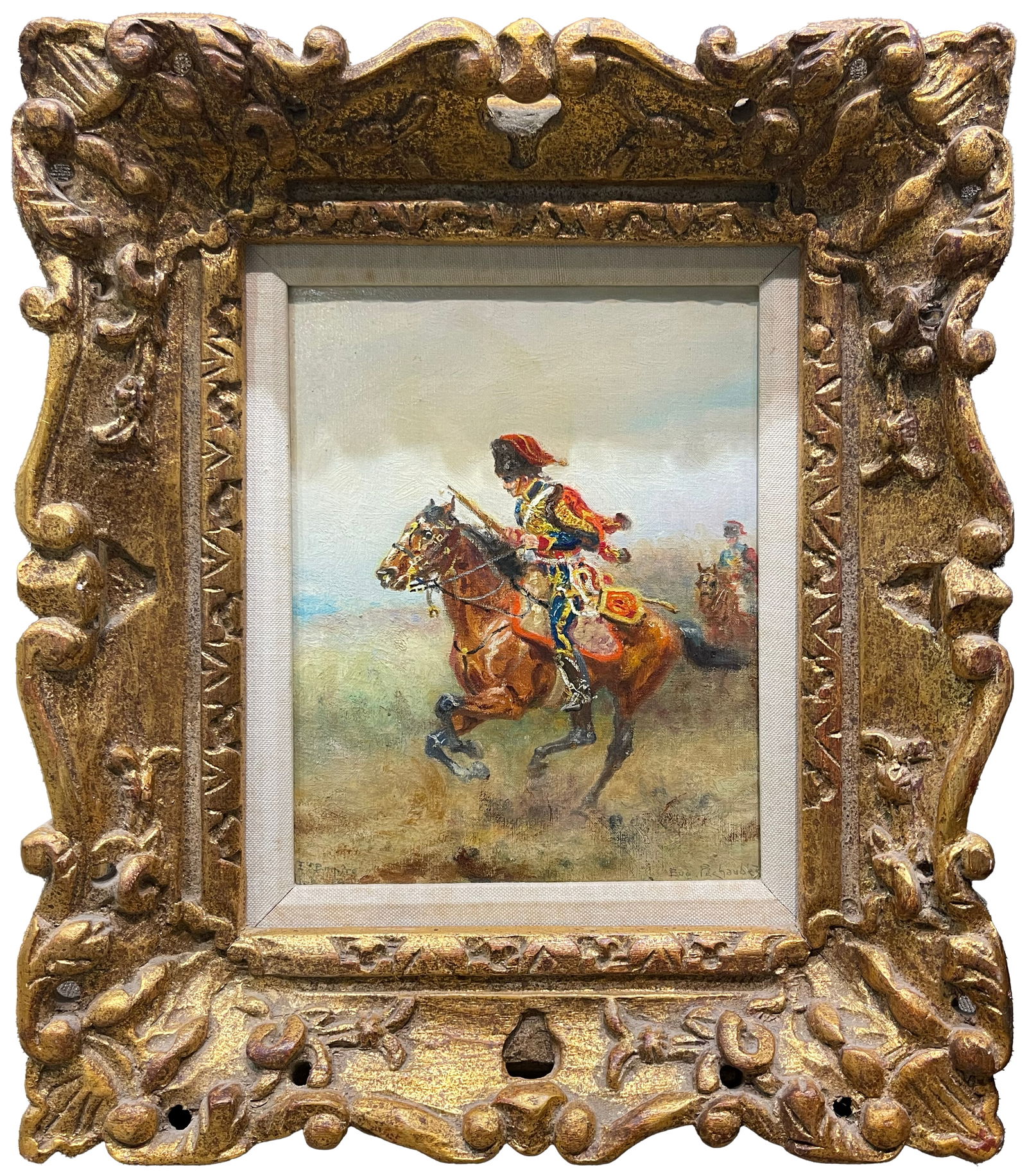 Eugene Pechaubes "Napoleon Riding" - Framed Original Oil on Canvas - 14x16 (1 of 6)
