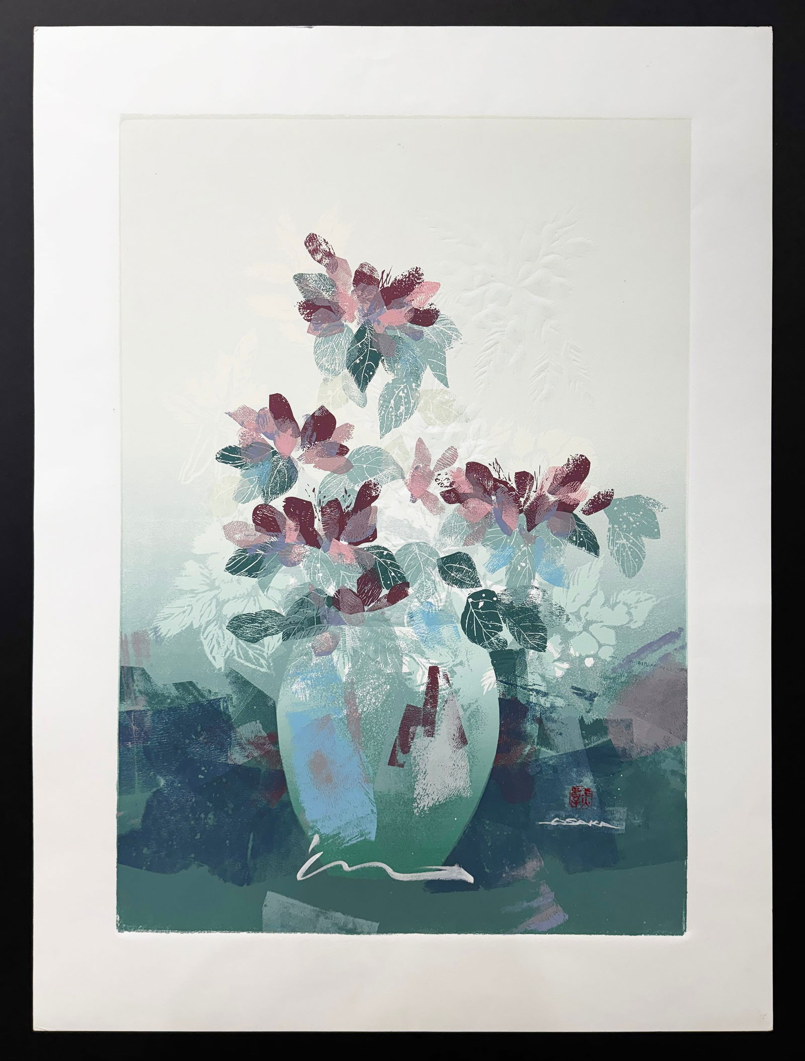 Michi Osaka 'Summer Bloom I' Signed Original Monoprint with Blind Embossing on Paper - 17x24 (1 of 8)