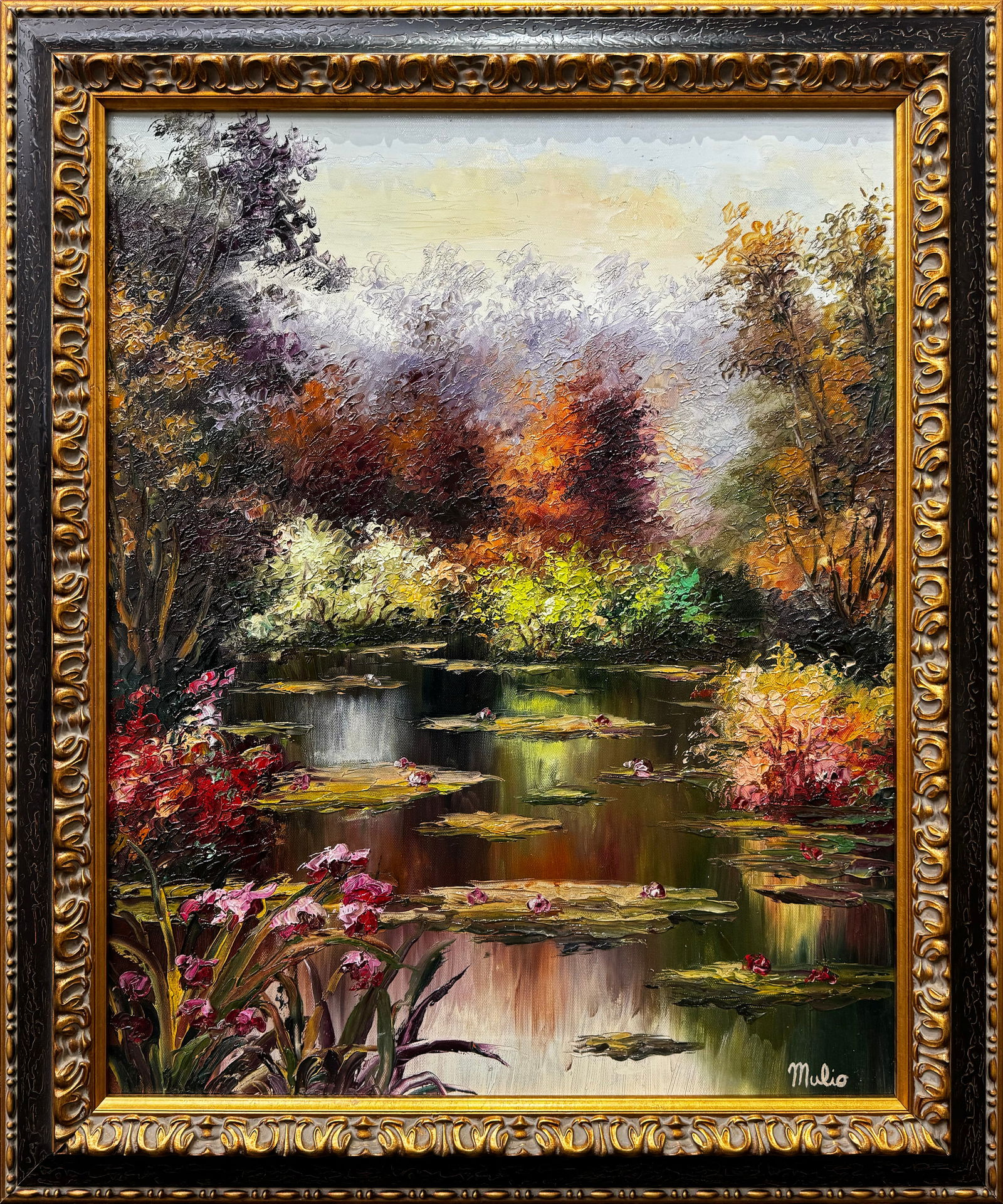 Mulio "Reflections IV" Framed Original Textured Oil Painting on Canvas - 25.75x29.75 (1 of 6)