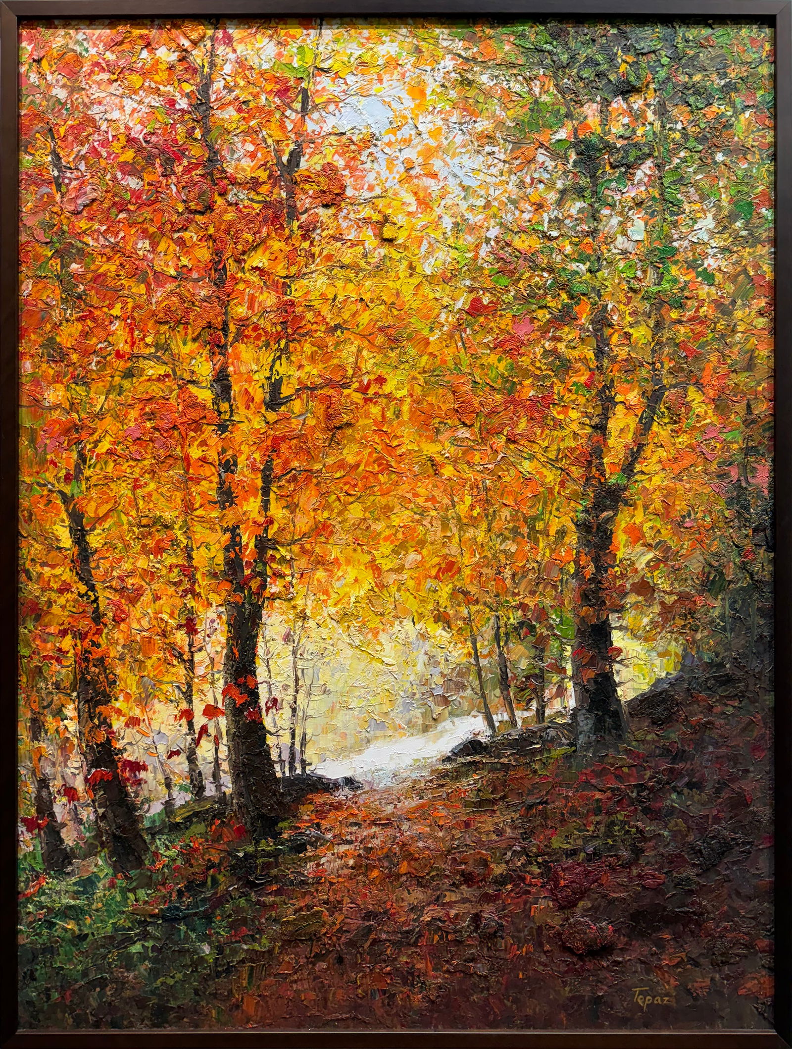 Tuo Pung Jiang aka Topaz "Autumn Splendor III" Framed Original Oil Painting on Canvas - 37x49 (1 of 6)