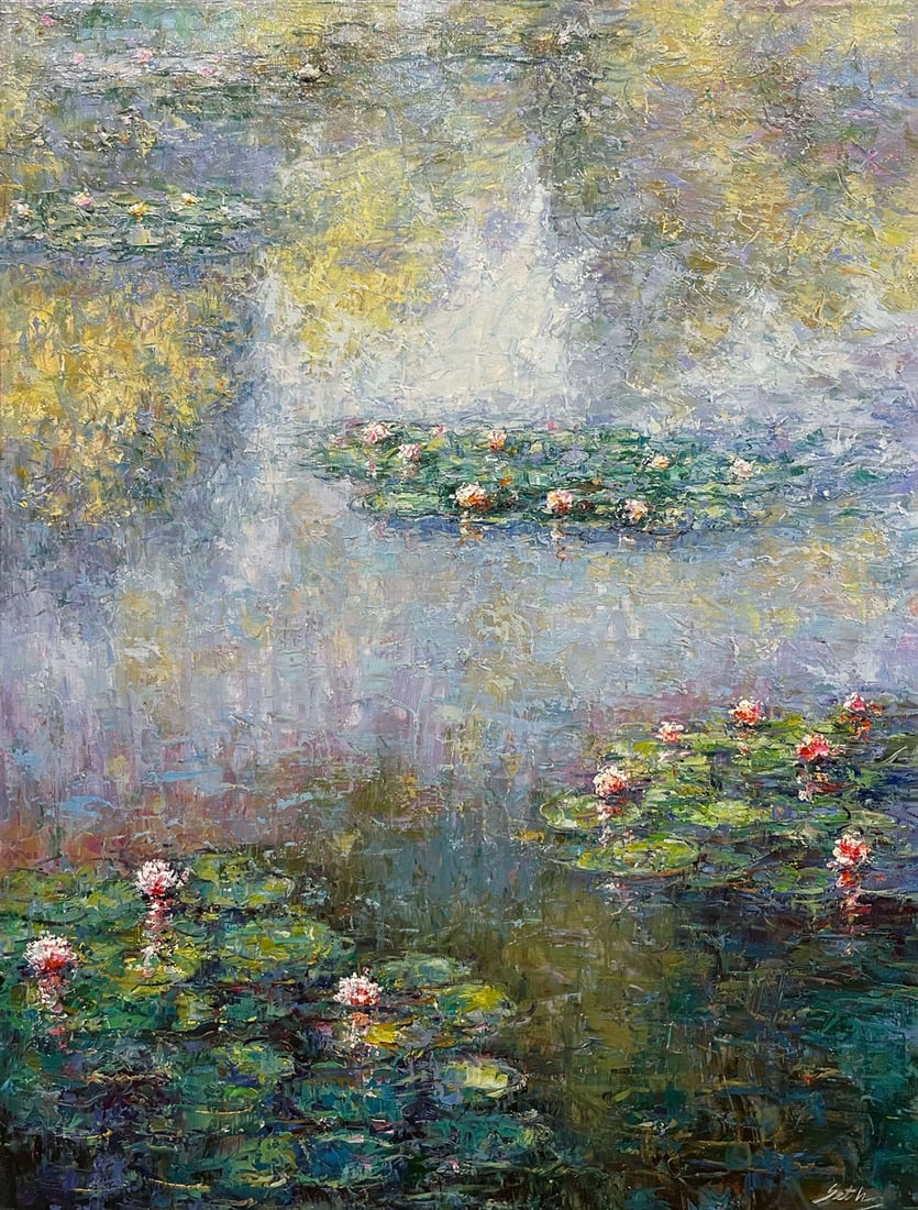Seth Wong 36x48 Signed Original Lilly Pond Painting (1 of 3)