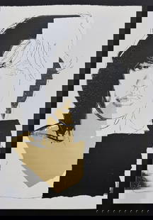Andy Warhol (After) 29x43.5 Mick Jagger Embellished Silk Screen: Artist: Andy Warhol (1928-1987) American Title: Mick Jagger (Gold and Black) Medium: Diamond Dust Embellished Archival Silkscreen on Heavyweight Paper Size: 29 w x 43.5 h Ships flat and