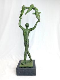 Global Views 5x6.5x20 Capturing Flight Retired Oxidized Iron Sculpture