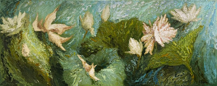 Anastasiya Skryleva 60x24 Original Textured Floral Painting