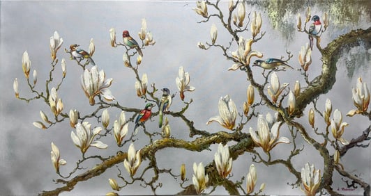 L. Redman 48x24 Original Signed Tree Painting