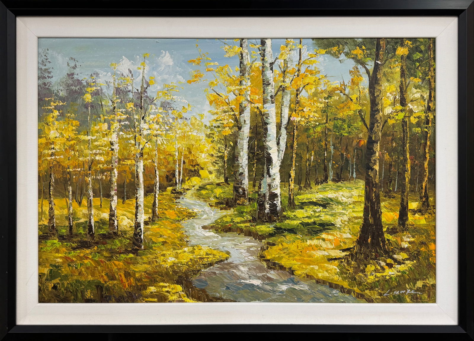 Framed Birch Tree Landscape Painting on Canvas 30x43 (1 of 6)