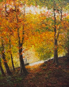 Topaz 42x53 Original Textured Autumn Landscape Painting