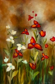 Lun Tse 24x36 Sigined Original Floral Painting
