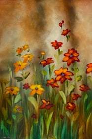 Lun Tse 24x36 Sigined Original Floral Painting