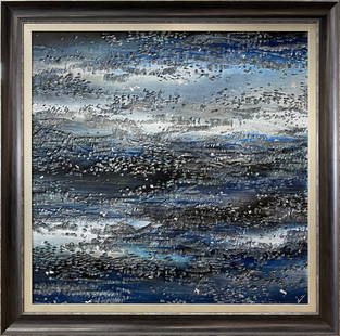 Lun Tse 48x48 Framed Abstract Mixed Media: Artist: Lun Tse (b1964-) Chinese  Title: Persistence of Beauty Medium: Mixed Media on Board Artwork Size: 40 w x 40 h Frame Size: 48 w x 48 h Edition: Original Year: 2021 Signature: Signed on front, b
