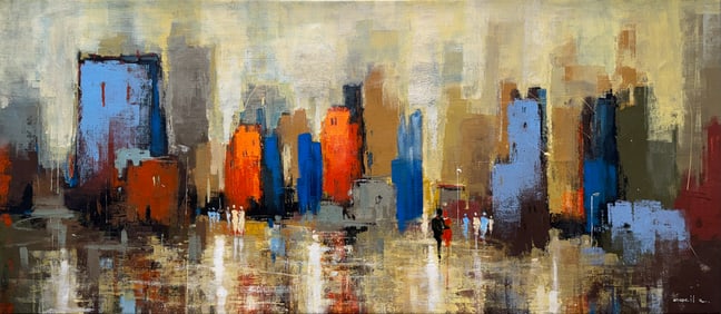 Cecil K 63.5x28 Original Cityscape Painting