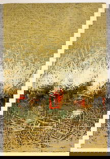 Cecil K. 44x60 Original Signed Painting on Paper: Artist: Cecil K. (b.1963) Uzbekistani  Title: Tango Medium: Acrylic on havyweight paper with deckled edges Paper Size: 30 w x 44 h Edition: Original Signature: Signed on bottom right corner. Year: ca.