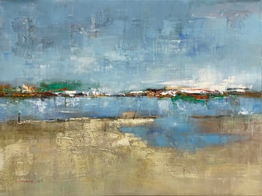 K. Shava 48x36 Large Original Seascape Painting on Canvas