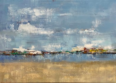 K. Shava 37x28 Large Original Seascape Painting on Canvas