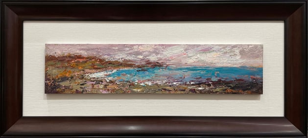 Antonio Navarro 30x13.5 Framed Mixed Media Abstract Seascape