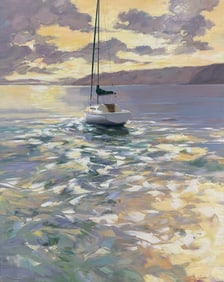 Yooshin Kim 44.5x56 Original Sailboat Painting