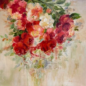 Emily C. 35x35 Signed Original Floral Painting