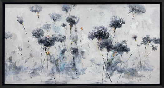 Vera Oxley 50.5 x 26 Framed Abstract Floral Painting