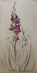 Mary Dulon 23.5x47 Original Signed Floral Painting