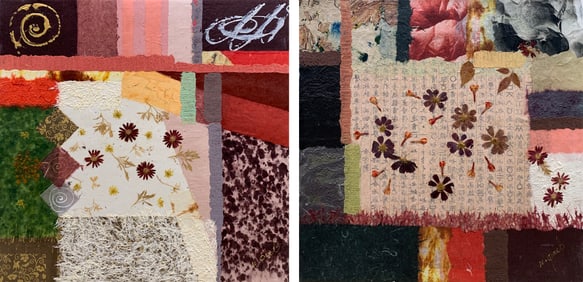 K. Paul 24x24 Signed Signed Mixed Media - Set of 2