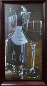 Calvin Lloyd Red Wine 28.75 x 52.5 Framed Signed & Numbered Limited Edition