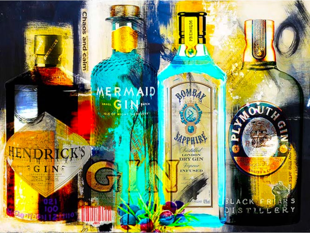 Bisaillon Brothers 40x30 Embellished Signed & Numbered LE: Artist: Michael and Jeffery Bisaillon (American) Title: 4Gin Medium: Hand-Embellished giclee on canvas Canvas Size: 40 x 30 Edition: 8/25 Signature: Signed by both artists on the back of canvas. Barco