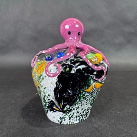 5h Glass Octopus Paperweight