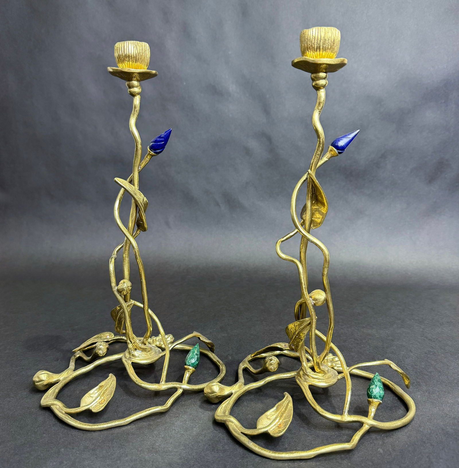 Michael Aram RETIRED Enchanted Garden Candle Holders with Precious Gems - Set of 2 (1 of 5)