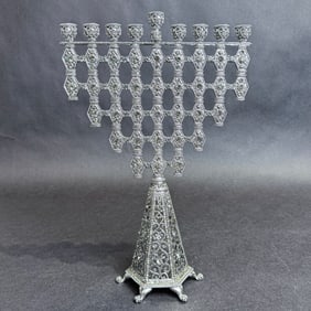 Olivia Reigel Silver Ziva Crystal Menorah 8.25 w x 12 h x 4.25 d