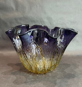 Dale Tiffany 9.5 Inch Purple Vineland Glass Bowl