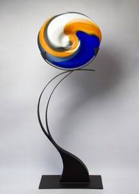 Hannah Nicholson Glass Platter with Custom Steel Base 59x22x12