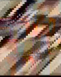 Jeff Dixon 30x40 Framed Original Abstract Painting: Artist: Jeff Dixon (b.1973) Chinese  Title: Urban Mist Medium: Oil on Canvas Canvas Size: 30 w x 40 h Edition: Original A gallery appraisal and certificate of authenticity will be included with the ar