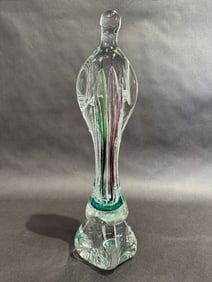 Handblown Mother Mary 5 w x 18 h x 5 d glass sculpture
