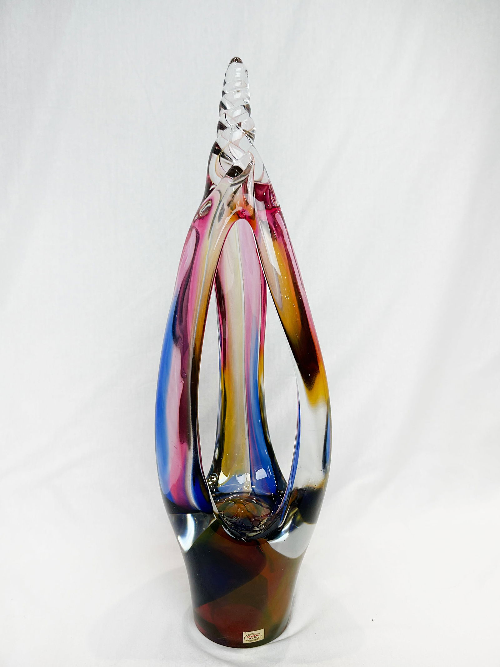 Multicolored Open Window Twist Crystal Glass Sculpture 6 w x 15.5 h x 3 d (1 of 4)