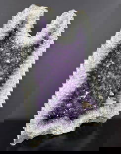 Brazilian Amethyst Cathedral with Light 19 w x 29.5 h x 5 d : Natural Brazilian Amethyst Cathedral with Light  Size: 19 w x 29.5 h x 5 d Weight: approx. 45-50 lbs The purple hues of amethyst has long been a symbol of peace, cleansing and calming energy. The crys