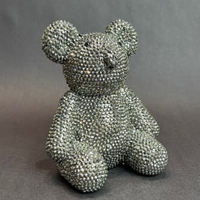 8 inch Rhinestoned Ceramic Teddy Bear Coin Bank