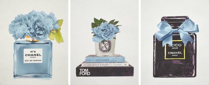 Set of Three 5x7 Chanel Art Prints on Canvas