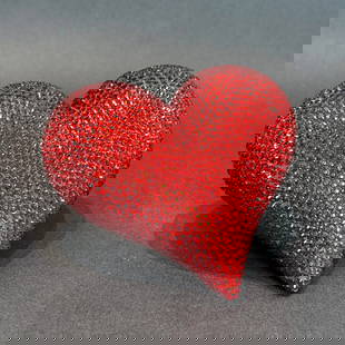 7 inch Rhinestones Ceramic Heart: Rhinestone Ceramic Heart Sculpture Medium: Ceramic with Rhinestones Size: 6.5 D x 7 W x 3.5 H Weight: 2lbs. This heart sculpture dazzles with vibrant color and sparkling rhinestones, creating