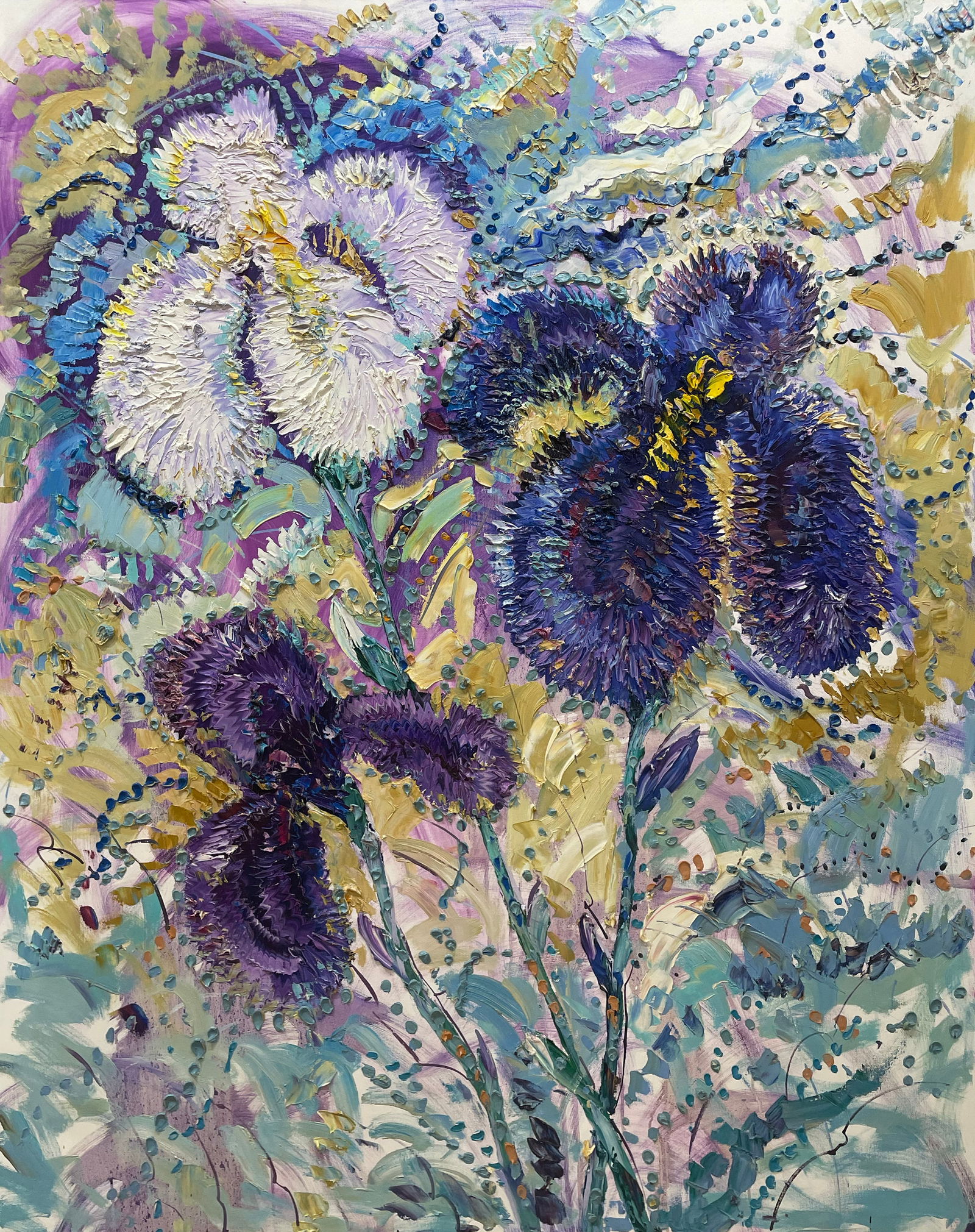 Abstract Flowers 60x48 Original Floral Painting (1 of 4)