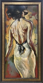 Adam Finli 41.5x21.5 Original Framed Figurative Painting