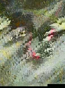 Anastasiya Skryleva 40x30 Original Koi Fish Painting: Artist: Anastasiya Skryleva (b.1997) Ukranian Title: Koi Fish Duet Medium: Oil on Canvas Art Size: 40h x 30w Edition: Original Signature: Signed in pigment on the front, bottom right of the