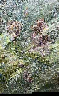 Anastasiya Skryleva 36x24 Original Floral Painting: Artist: Anastasiya Skryleva (b.1997) Ukranian Title: Flowers Medium: Oil on Canvas Art Size: 36h x 24w Edition: Original Signature: Signed in pigment on the front, bottom left of the