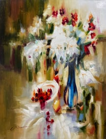 C. Roman 40x30 Original Floral Painting